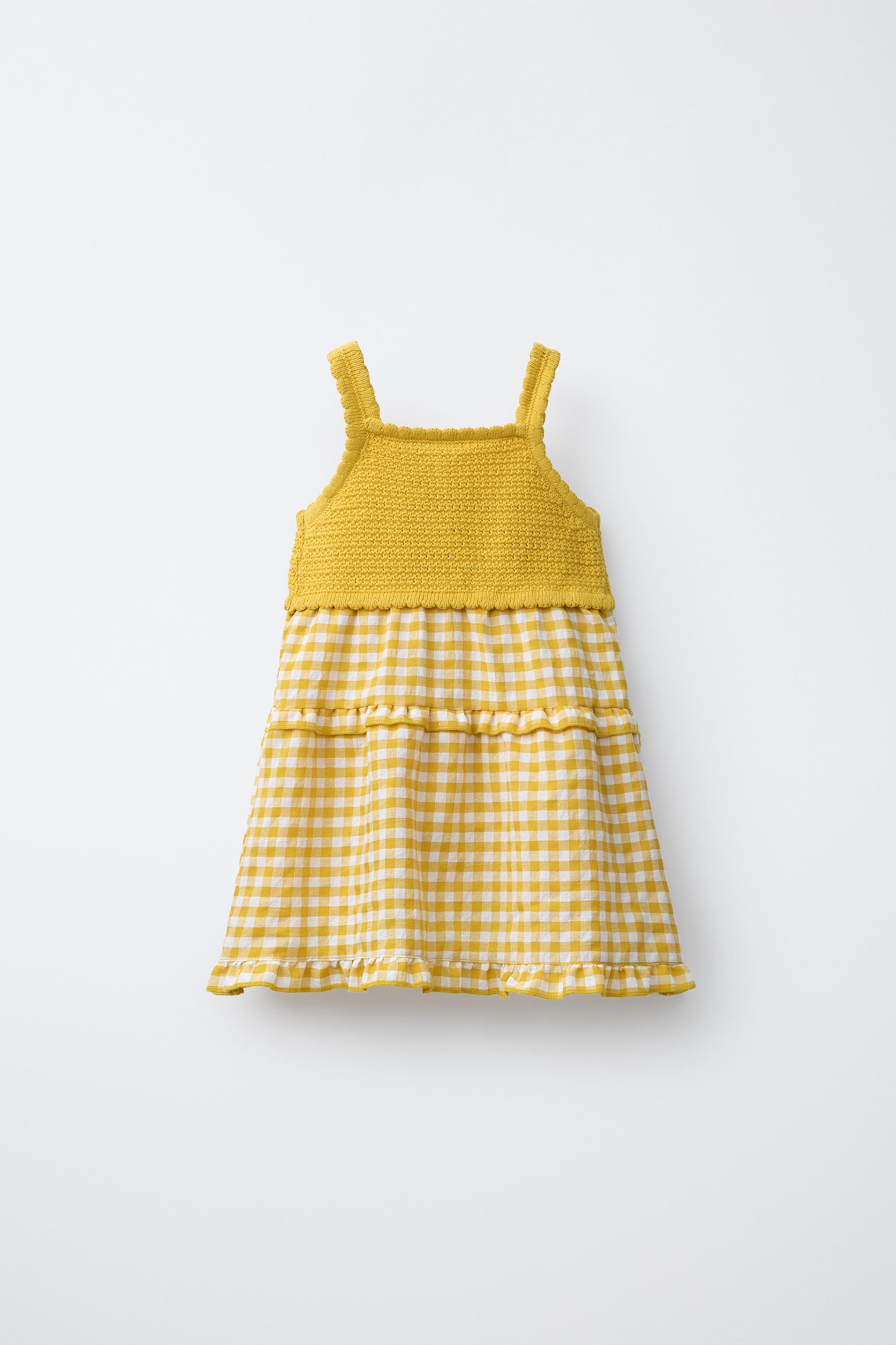 ROBE BIMATIÈRE EN MAILLE CARREAUX VICHY CITRONS CASA LAWA X ZARA KIDS